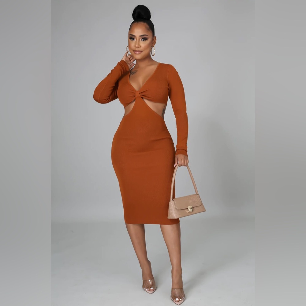 Hit Me Up Boo Mini Dress - Rust